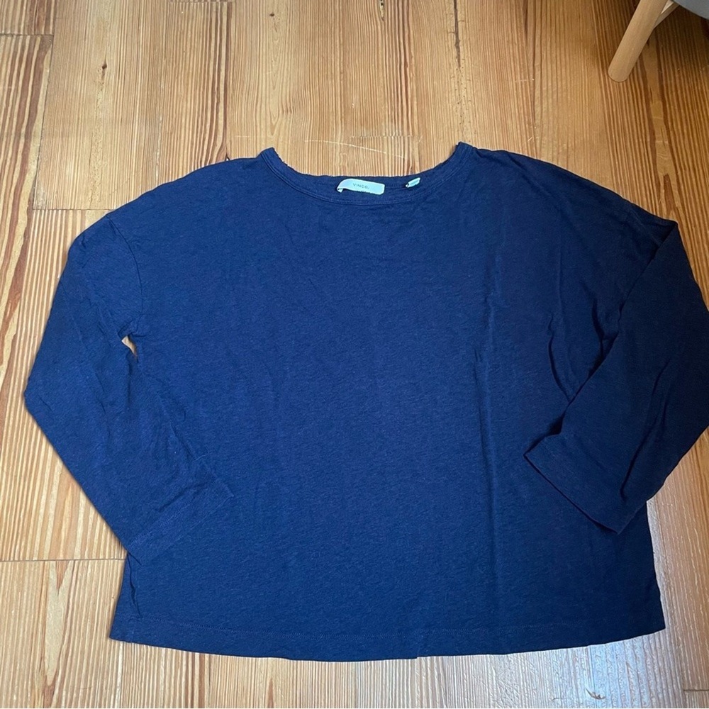 Vince long sleeve dark blue‎ scoop neck tee SIZE XS